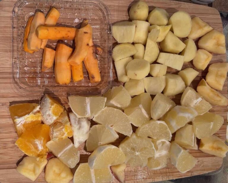 ginger, turmeric, lemons, orange, apple